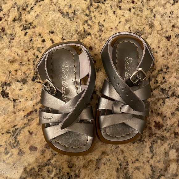 Salt Water Sandals by Hoy Other - Silver grey salt water sandal nwot size 6